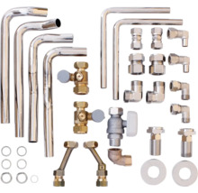 Divers matériaux d'installation sanitaire, y compris des tuyaux, des vannes et des raccords