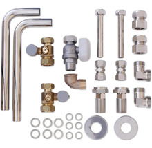 Divers composants d'installation sanitaire, y compris des tuyaux, des vannes et des raccords