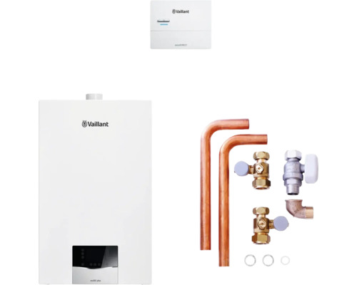 Chaudière à gaz à condensation Vaillant paquet 1.685/2 ecoTEC plus VCW 20/26CS/1-5, VRC 710 8000013995 Chaudière à gaz Vaillant ecoTEC plus avec régulateur sensoDIRECT et accessoires d'installation