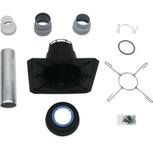 Ofenrohr-Zubehörset mit verschiedenen Anschlussstücken und Befestigungsmaterialien