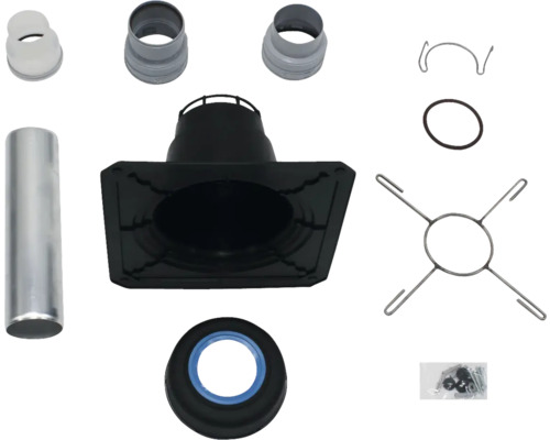 Set mit Kaminofenrohrteilen für den Ofenanschluss an den Schornstein