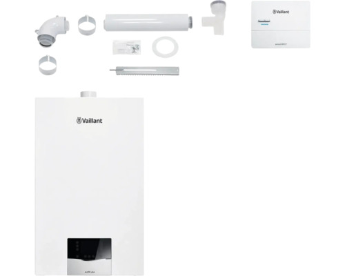 Vaillant Paket 1.90 Gas-Wandheizgerät ecoTEC plus VC 10 CS/1-5, witterungsgeführter Regelung sensoDIRECT VRC 710 und Luft-/Abgasführung starr Ø 60 PP 8000014553 Vaillant ecoTEC plus Gas-Brennwertgerät mit Zubehör