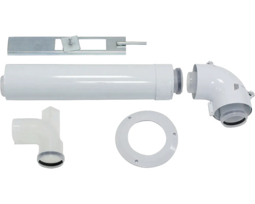 Abluftsystem-Set mit Rohr, Winkelstück, T-Stück, Wandhalterung und Dichtung