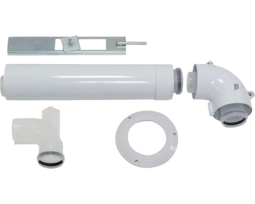 Vaillant Abgaszubehör Set mit Rohr, Bogen, T-Stück, Rosette und Halterung für Heizungsanlagen