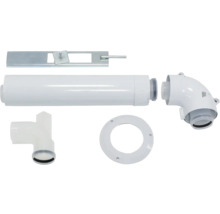 Abluftleitungssystem mit Rohren, Winkeln und Montageteilen