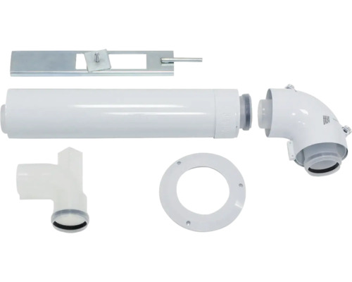 Abluftleitungssystem mit Rohren, Winkeln und Montageteilen