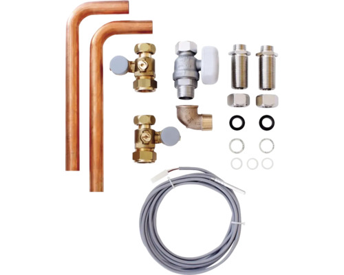 Kit de raccordement de radiateur avec tubes en cuivre, robinets, coude et capteur