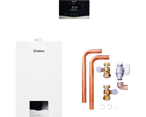 Pack de système de chauffage Vaillant ecoTEC plus 1.734/3 VC 15CS/1-5, VRC 720/3, accessoire de raccordement, 3,4-16,4kW à 50/30C 8000016514 Système de chauffage Vaillant ecoTEC plus avec régulateur et accessoires de raccordement