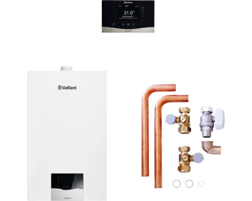 Pack de système de chauffage Vaillant ecoTEC plus 1.735/3 VC 20CS/1-5, VRC 720/3, accessoire de raccordement, 3,4-21kW à 50/30C 8000016516 Chaudière à gaz Vaillant ecoTEC plus avec régulateur et accessoires de raccordement