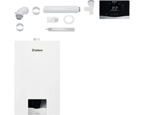 Vaillant Paket 1.12/2 Gas-Wandheizgerät ecoTEC plus VC 10 CS/1-5, witterungsgeführter Regelung sensoCOMFORT VRC 720/3 und Luft-/Abgasführung starr Ø 60 PP8000016580 Vaillant ecoTEC plus Gas-Brennwerttherme mit Zubehör