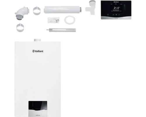 Vaillant Paket 1.16/2 Gas-Wandheizgerät ecoTEC plus VC 15 CS/1-5, witterungsgeführter Regelung sensoCOMFORT VRC 720/3 und Luft-/Abgasführung starr Ø 60 PP 8000016618 Vaillant ecoTEC plus Gasheizung mit Zubehör
