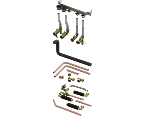 Verschiedene Sanitärinstallationsmaterialien und Rohrverbindungen