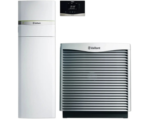 Vaillant Paket 4.6204 Luft/Wasser-Heizungswärmepumpe flexoCOMPACT exclusive VWF 58/4 mit integriertem Warmwasserspeicher 185 Liter, Luft/Sole-Kollektor aroCOLLECT VWL 11/4 SA und Regelung sensoCOMFORT VRC 720/3 8000017317 Vaillant Heizungsanlage mit Wärmepumpe, Außeneinheit und Steuerung