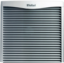 Vaillant Logo vor einem Heizkörpergitter