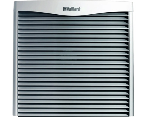 Vaillant Logo vor einem Heizkörpergitter