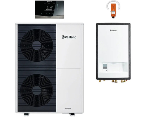 Chaudière à gaz à condensation Vaillant paquet 4.0104 aroTHERM Split VWL 105/5 AS S2 avec sensoCOMFORT 8000017308 Système de chauffage Vaillant avec pompe à chaleur, thermostat d'ambiance et capteur