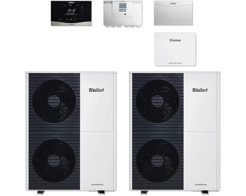 Vaillant Paket 4.3505 2x aroTHERM plus VWL 105/6 A S2 Heizungswärmepumpe Luft/Wasser mit Heizungsregler sensoCOMFORT VRC 720/3 8000029051 Vaillant aroTHERM plus Luft-Wasser-Wärmepumpe und zugehörige Steuerungselemente