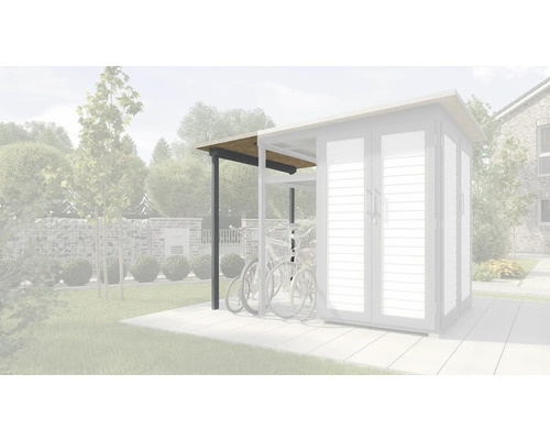 Fahrradunterstand im Gartenbereich