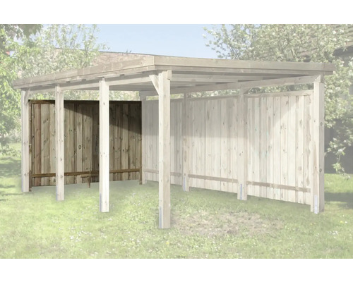 Holzcarport mit seitlichen Holzwänden für den Aussenbereich