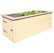 Jardinière surélevée classique weka Profi avec nappe intérieure à excroissances et grille de protection contre les campagnols 205x79x81 cm, nature