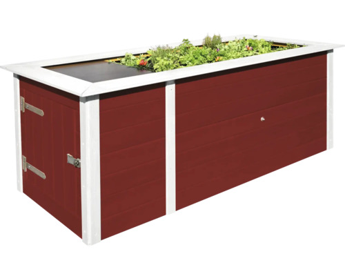 Jardinière surélevée en bois avec porte et plantations