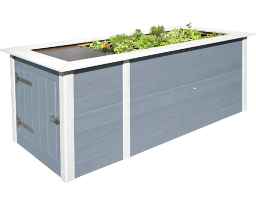 Jardinière surélevée avec armoire pour ranger les outils et accessoires de jardin