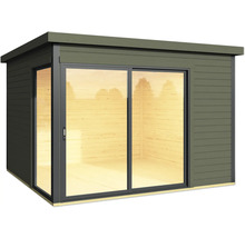 Abri de jardin moderne avec porte coulissante en verre pour l'extérieur