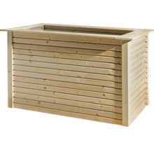 Blumenkasten aus Holz mit horizontaler Bretterstruktur