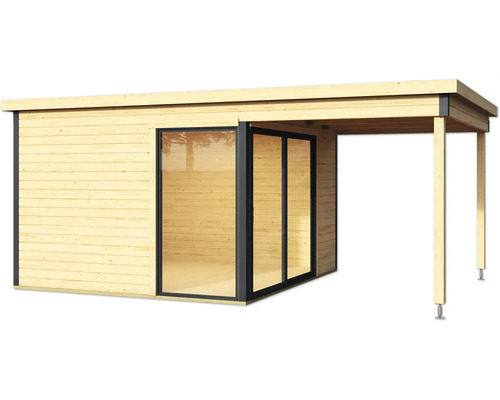 Holzgartenhaus mit überdachter Terrasse