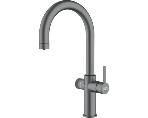 Robinetterie de cuisine KEO avec fonction eau pétillante SØDA gun metal mat sans boîtier système ni filtre