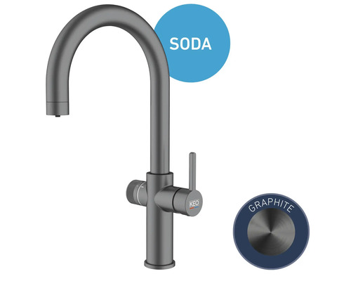 Robinet de cuisine couleur graphite avec fonction soda