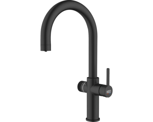 Robinetterie de cuisine KEO avec fonction eau pétillante SØDA noir mat sans boîtier système ni filtre