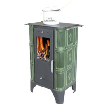 Poêle à bois avec plaque de cuisson et revêtement en céramique