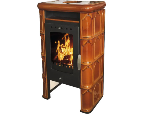 Poêle à bois avec fenêtre et feu de bois