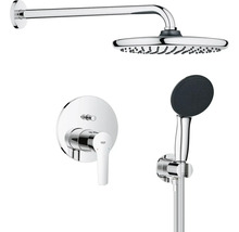 Brausegarnitur mit Kopfbrause, Handbrause und Einhebelmischer zur Wandmontage