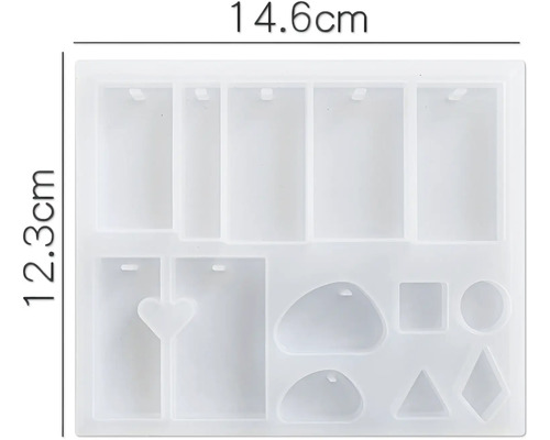 Moule en silicone avec formes rectangulaires et géométriques, dimensions 14,6 x 12,3 centimètres
