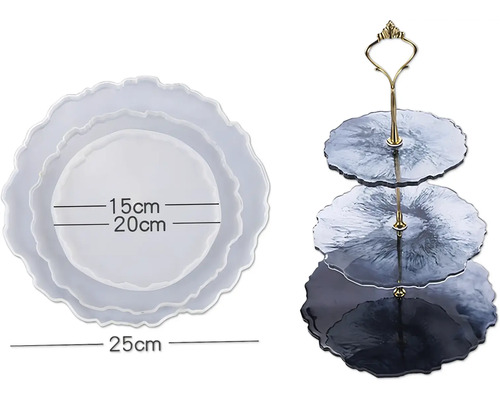 Présentoir à gâteaux à trois niveaux avec dimensions