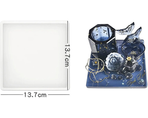 Dekorative Schmuckablage mit verschiedenen Fächern und Verzierungen, Größe 13,7 cm