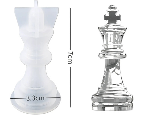 Moule en silicone roi d''échecs mesurant 7 cm de hauteur et 3,3 cm de largeur de base