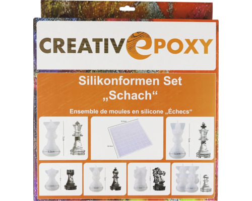 Set de moules en silicone CreativEpoxy Échecs, pour epoxy résine synthétique résine liquide Set de moules en silicone CreativEpoxy Échecs, pour epoxy résine synthétique résine liquide