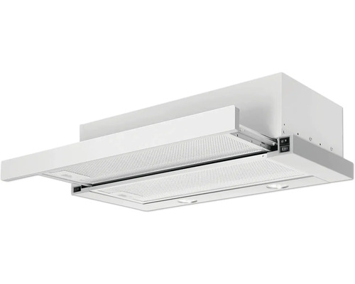 Hotte aspirante blanche avec fonction extensible et filtre à graisse métallique