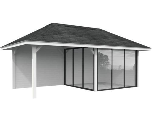 Gartenhaus mit Glasfront und Dach