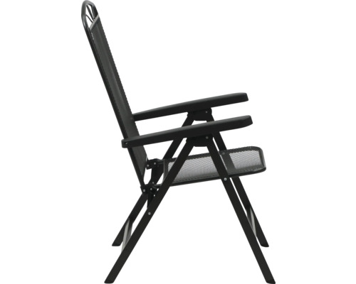 Chaise de jardin pliante en métal avec accoudoirs en vue latérale