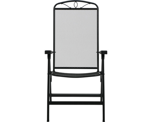 Chaise pliante noire en métal pour le jardin