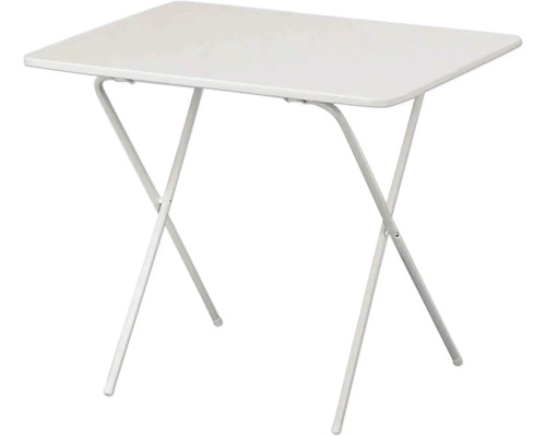 Table pliante blanche avec plateau rectangulaire et structure en acier