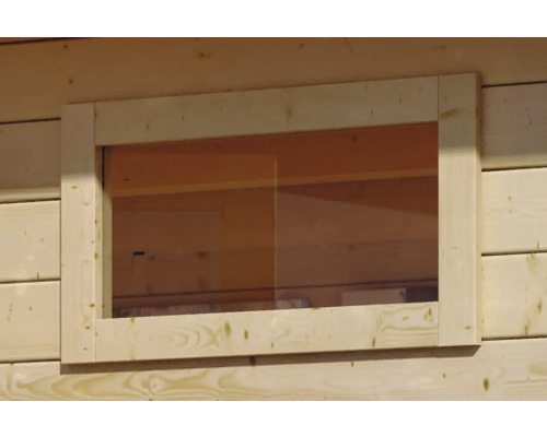 Fenêtre à un vantail pour abri de jardin 38 mm Karibu fixe 85x44 cm naturel Fenêtre en bois pour une cabane de jardin