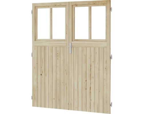 Double porte en bois avec fenêtres pour la boutique en ligne Hornbach