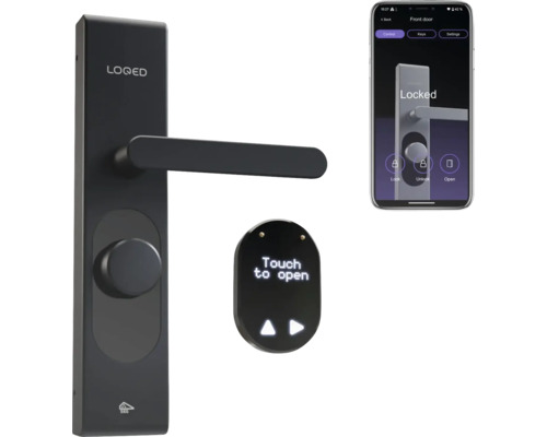 Accès sans clé Smart Lock LOQED Touch par smartphone, code PIN ou touche tactile Loqed Serrure de porte électronique avec transpondeur et application pour smartphone