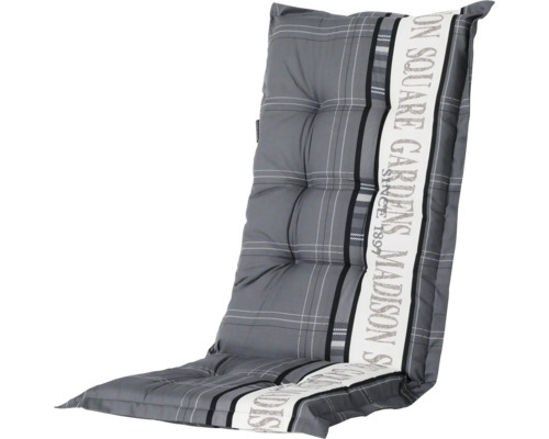 Coussin de chaise de jardin avec motif à carreaux et inscription