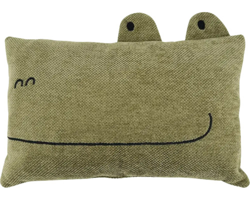 Coussin décoratif avec visage de crocodile et yeux
